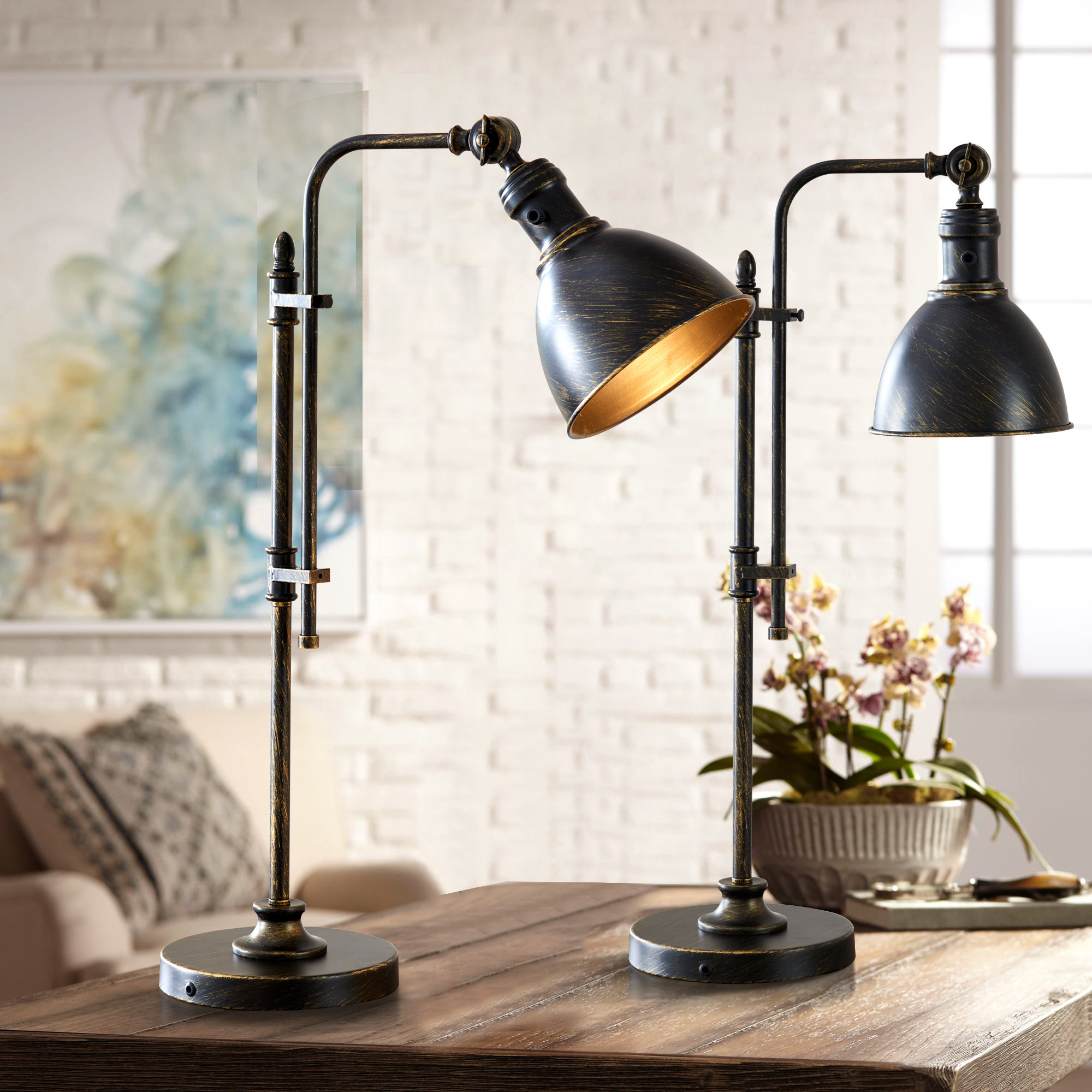 Williston Forge Burak Industrial Adjustable Dimmable Bedside